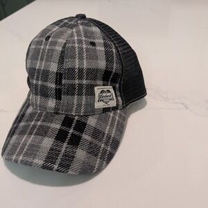Carhartt Cap Hat Snap Back Black Gray Plaid Mesh Men Adjustable Trucker Outdoor